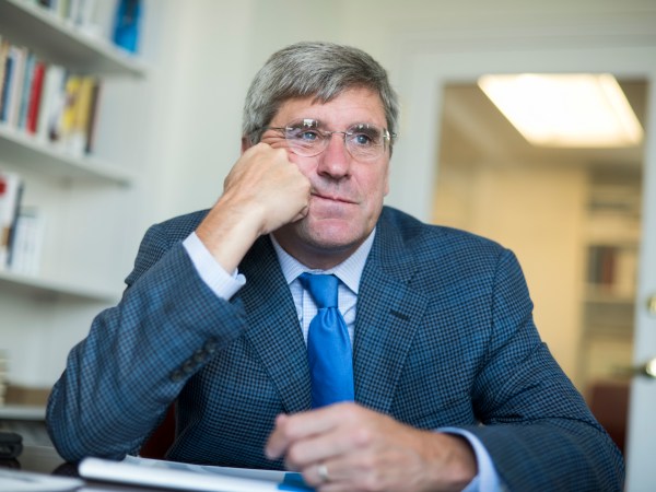 UNITED STATES - AUGUST 31: Stephen Moore of The Heritage Foundation is interviewed by CQ in his Washington office, August 31, 2016. (Photo By Tom Williams/CQ Roll Call)