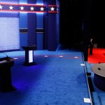 during the third U.S. presidential debate at the Thomas & Mack Center on October 19, 2016 in Las Vegas, Nevada. Tonight is the final debate ahead of Election Day on November 8.