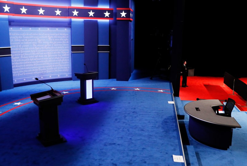 during the third U.S. presidential debate at the Thomas & Mack Center on October 19, 2016 in Las Vegas, Nevada. Tonight is the final debate ahead of Election Day on November 8.