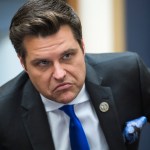 UNITED STATES - MAY 8: Rep. Matt Gaetz, R-Fla., is seen during a House Judiciary Committee markup in Rayburn Building on Wednesday, May 8, 2019, to vote on whether to hold Attorney General William Barr in contempt of Congress for refusing to turn over the unredacted Mueller report to the committee. (Photo By Tom Williams/CQ Roll Call)