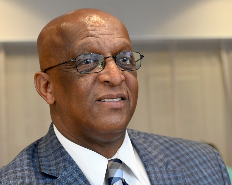 Acting Balitmore Mayor Bernard C. "Jack" Young speaks to the media after a press conference at Baltimore City Community College on April 23, 2019 in Baltimore, Md. (Amy Davis/Baltimore Sun/TNS)