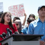 CLINT, TX - JULY 01: Rep.  Alexandria Ocasio-Cortez (D-NY) addresses the media after touring the Clint, TX Border Patrol Facility housing  children on July 1, 2019 in Clint, Texas. Reports of inhumane conditions have plagued the facility where migrant children are being held. (Photo by Christ Chavez/Getty Images)