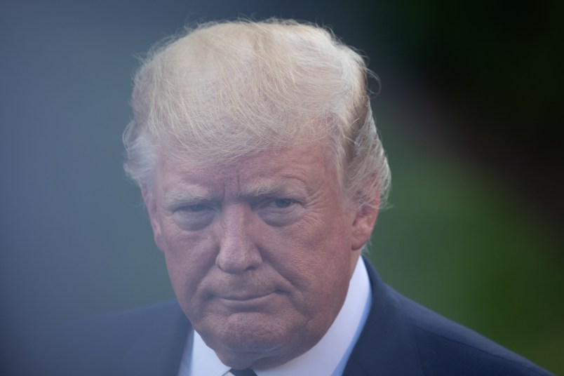 U.S. President Donald Trump speaks to members of the press prior to his departure from the South Lawn of the White House in Washington, DC., on Friday, July 19, 2019. (Photo by Cheriss May/NurPhoto)