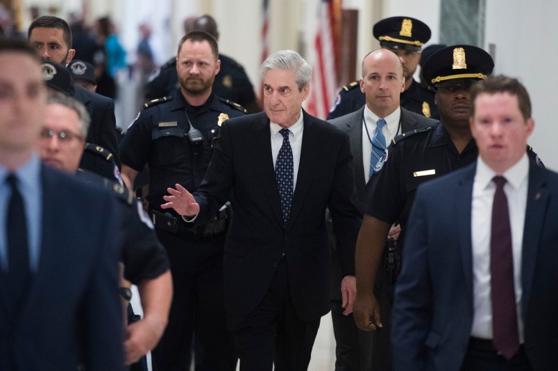 UNITED STATES - JULY 24: Former special counsel Robert Mueller arrives in Rayburn Building to testify before the House Judiciary Committee hearing on his investigation into Russian interference in the 2016 election on Wednesday, July 24, 2019. He will testify before the House Intelligence Committee later in the day. (Photo By Tom Williams/CQ Roll Call)