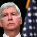 DETROIT, MI - Michigan Gov. Rick Snyder discusses Detroit's bankruptcy filing at a news conference July 19, 2013 in Detroit, Michigan. Detroit's emergency manager Kevin Orr made the Chapter 9 filing yesterday. Detroit owes its approximately 100,000 creditors between $18 and $20 billion. (Photo by Bill Pugliano/Getty Images)