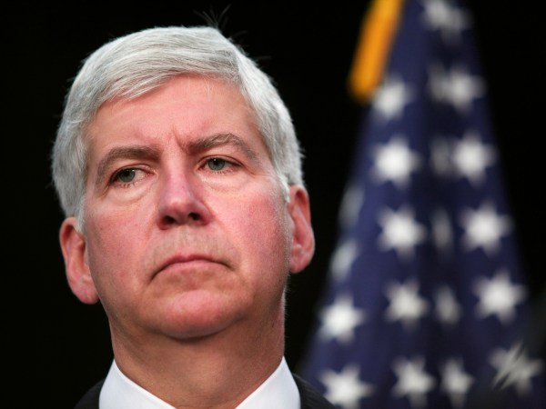 DETROIT, MI - Michigan Gov. Rick Snyder discusses Detroit's bankruptcy filing at a news conference July 19, 2013 in Detroit, Michigan. Detroit's emergency manager Kevin Orr made the Chapter 9 filing yesterday. Detroit owes its approximately 100,000 creditors between $18 and $20 billion. (Photo by Bill Pugliano/Getty Images)