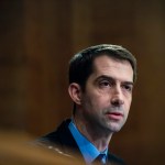 WASHINGTON, DC - JANUARY 30:  Senator Tom Cotton (R-AR) looks on as Treasury Secretary Steven Mnuchin delivers the annual financial stability report to the Senate Banking, Housing and Urban Affairs Committee on January 30, 2018 in Washington, DC. Mnuchin said the Treasury can extend the government's debt limit suspension period into February before it exhausts its borrowing ability.  (Photo by Pete Marovich/Getty Images)