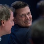 UNITED STATES - FEBRUARY 01: Rob Porter, right, White House staff secretary, and Don McGahn, White House counsel, attend a luncheon featuring a speech by President Donald Trump at the House and Senate Republican retreat at The Greenbrier resort in White Sulphur Springs, W.Va., on February 1, 2018. (Photo By Tom Williams/CQ Roll Call)