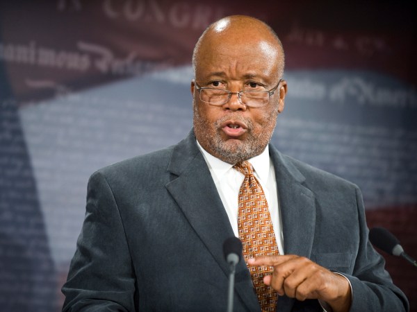 Rep. Bennie Thompson, D-Miss., speaks during a news conference in the Senate Radio-TV Gallery studio on cyber security on Thursday, April 30, 2009.