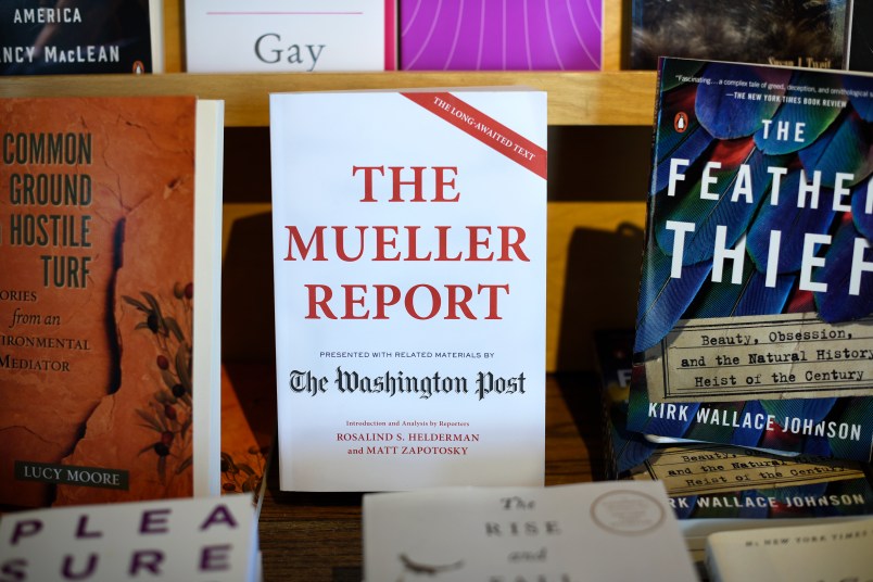 SANTA FE, NEW MEXICO - MAY 2, 2019: A book containing the Mueller Report and related materials presented by The Washington Post is among books for sale in a Santa Fe, New Mexico, bookstore. (Photo by Robert Alexander/Getty Images)