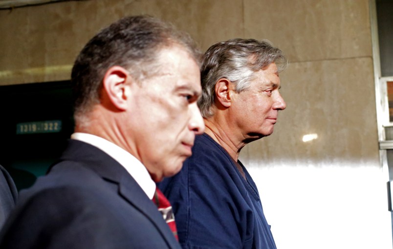 NEW YORK, NY - JUNE 27: Donald Trump's former campaign chairman Paul Manafort, exiting his arraignment in New York County Criminal Court, plead not guilty to state mortgage fraud charges on June 27, 2019 in New York City. (Photo by Yana Paskova/Getty Images)