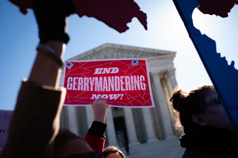 WASHINGTON, DC - MARCH 26:  A Fair Maps Rally was held in front of the U.S. Supreme Court on Tuesday, March 26, 2019 in Washington, DC. The rally coincides with the U.S. Supreme Court hearings in landmark redistricting cases out of North Carolina and Maryland. The activists sent the message the the Court should declare gerrymandering unconstitutional now. (Photo by Sarah L. Voisin/The Washington Post)