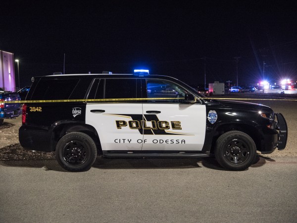 MIDLAND, TEXAS – AUGUST 31: Police cars and tape block off a crime scene nearby to where a gunman was shot and killed at Cinergy Odessa movie theater after multiple people were shot on August 31, 2019 in Midland, Texas. Reports indicate that at least two people are dead and 20 injured. (Photo by Cengiz Yar/Getty Images)