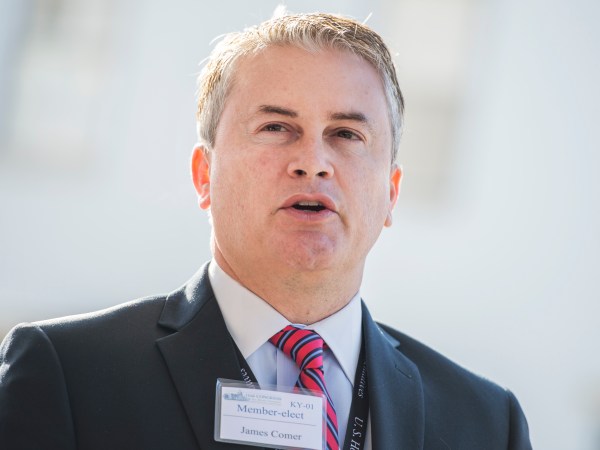 UNITED STATES - NOVEMBER 14: Rep.-elect James Comer, R-Ky., talks with the media outside of the Capitol Hill Hotel on the day freshman members checked in for orientation, November 14, 2016. (Photo By Tom Williams/CQ Roll Call)