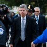 UNITED STATES - OCTOBER 16: Bill Taylor, center, the acting U.S. ambassador to Ukraine, arrives to the Capitol for a deposition related to the House's impeachment inquiry on Tuesday, October 22, 2019. (Photo By Tom Williams/CQ Roll Call),