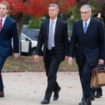 UNITED STATES - OCTOBER 16: Bill Taylor, center, the acting U.S. ambassador to Ukraine, arrives to the Capitol for a deposition related to the House's impeachment inquiry on Tuesday, October 22, 2019. (Photo By Tom Williams/CQ Roll Call),