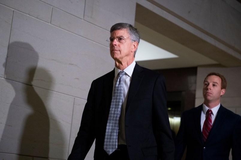 UNITED STATES - OCTOBER 22: Bill Taylor, the acting U.S. ambassador to Ukraine, arrives to the Capitol for a deposition related to the House's impeachment inquiry on Tuesday, October 22, 2019. (Photo By Tom Williams/CQ Roll Call),