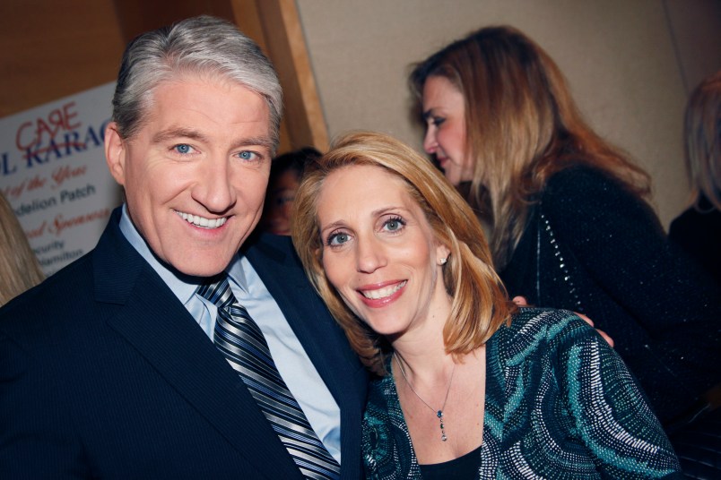 WASHINGTON DC-FEBRUARY 22, 2011: CNN anchors John King and Dana Bash at Childhelp's Annual Capitol Careaoke event held in the atrium ballroom at the Ronald Reagan Building.Founded in 1959 by Sara O'Meara and Yvonne Fedderson (they played the girlfriends of Ricky and David Nelson on "The Adventures of Ozzie and Harriet"), Childhelp is one of the the oldest and largest nonprofit organizations dedicated to the treatment and prevention of child abuse and neglect. Childhelp residential treatment Villages are located all over the United States. Rebecca Cooper of ABC7 founded this annual fundraiser for Childhelp called "Capitol Careaoke" where many local celebrities are scheduled to sing karaoke during the seated dinner. In its fourth year this is a fabulous event and it is quite fun to watch slightly tipsy anchors from CNN pitted against Fox news in song! The event raised approximately 150K through ticket sales and the silent auction... the average ticket costing $500.00 Tracey Madigan and Suzanne Singer were co-chairs of the event. (Photo by Rebecca D'Angelo/For the Washington Post)