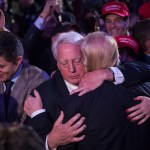 NEW YORK, NY - NOVEMBER 9: President-elect Donald Trump hugs his brother Robert Trump in the crowd after speaking during an election rally in midtown in New York, NY on Wednesday November 09, 2016. (Photo by Jabin Botsford/The Washington Post)