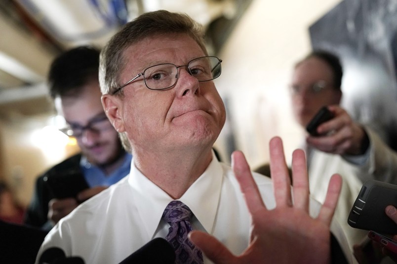 WASHINGTON, DC - JUNE 07:  U.S. Rep. Mark Amodei (R-NV) speaks to members of the media as he leaves after a House Republican Conference meeting June 7, 2018 on Capitol in Washington, DC. House GOPs gathered for a conference meeting to discuss immigration.  (Photo by Alex Wong/Getty Images)