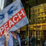 TRUMP TOWER, NEW YORK, UNITED STATES - 2018/06/07: Direct action group Rise and Resist demonstrated in front of Trump Tower, demanding the impeachment of Donald Trump. As he continues to try to discredit Mueller’s investigation, attack the press, and act in his self-interest rather than the interest of American citizens, Rise and Resist will press for impeachment through non-violent protest. (Photo by Erik McGregor/Pacific Press/LightRocket via Getty Images)