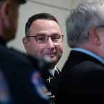 UNITED STATES - OCTOBER 29: Lt. Col. Alexander Vindman, director of European affairs at the National Security Council, arrives in the Capitol Visitor Center for his deposition related to the House's impeachment inquiry on Tuesday, October 29, 2019. (Photo By Tom Williams/CQ Roll Call),