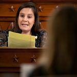 Rep. Elise Stefanik, R-N.Y., questions Jennifer Williams, an aide to Vice President Mike Pence, and National Security Council aide Lt. Col. Alexander Vindman, as they testify before the House Intelligence Committee on Capitol Hill in Washington, Tuesday, Nov. 19, 2019, during a public impeachment hearing of President Donald Trump's efforts to tie U.S. aid for Ukraine to investigations of his political opponents. (AP Photo/Jacquelyn Martin, Pool)