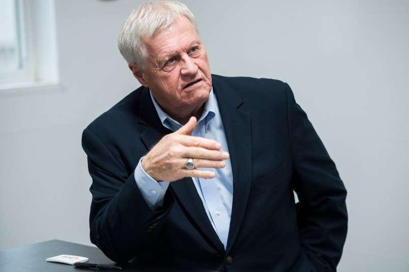 UNITED STATES - SEPTEMBER 20: Rep. Collin Peterson, D-Minn., takes a tour of Simply Shrimp, which raises Pacific white shrimp in Blomkest, Minn., on September 20, 2018. (Photo By Tom Williams/CQ Roll Call)