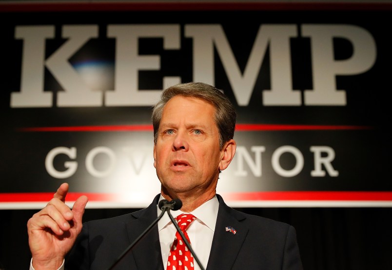 A view of the Election Night event for Republican gubernatorial candidate Brian Kemp at the Classic Center on November 6, 2018 in Athens, Georgia.  Kemp is in a close race with Democrat Stacey Abrams.