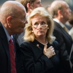 UNITED STATES - May 3:  Rep. John Dingell, D-Mich., and his wife Debbie Dingell attend the statue unveiling ceremony for President Gerald Ford in the rotunda of the Capitol.  (Photo By Tom Williams/Roll Call)