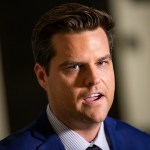 WASHINGTON, DC - OCTOBER 30: U.S. Rep. Matt Gaetz (R-FL) announces that he is filing an official request for the House Committee on Ethics to open an ethics investigation into Rep. Adam Schiff outside of the Sensitive Compartmented Information Facility (SCIF) during the continued House impeach inquiry of President Donald Trump at the U.S. Capitol on October 30, 2019 in Washington, DC. State Department special adviser for Ukraine Catherine Croft and State Department official Christopher Anderson are expected to appear for closed-door depositions as part of the impeachment inquiry and the latest in a line of career diplomats who have complied with a House subpoena. (Photo by Samuel Corum/Getty Images)