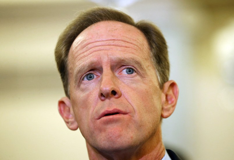 WASHINGTON, DC - SEPTEMBER 09: Sen. Pat Toomey (R-PA) speaks about protecting students from sexual preditors during a news conference on Capitol Hill, September 9, 2014 in Washington, DC. Sen Toomey and other members of Congress called on the U.S. Senate to pass H.R.2083, the Protecting Students from Sexual and Violent Predators Act of 2013.  (Photo by Mark Wilson/Getty Images)