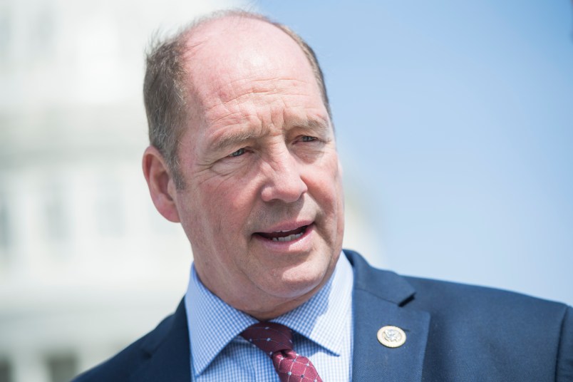 UNITED STATES - APRIL 13: Rep. Ted Yoho, R-Fla., talks with reporters at the base of the House steps after the last votes of the week on April 13, 2018.  (Photo By Tom Williams/CQ Roll Call)