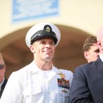 SAN DIEGO, CA - JULY 02:R,  Navy Special Operations Chief Edward Gallagher and his wife Andrea celebrate after being acquitted of all but one charge on Tuesday, July 2, 2019 in San Diego, CA.  Jury deliberations begin today for Chief Gallagher  who is on trial for war crimes for shooting of unarmed civilians in Iraq in 2017, including a school-age girl, and with killing a captured teenage ISIS fighter with a knife, among other crimes while deployed . (Photo by Sandy Huffaker/Getty Images)