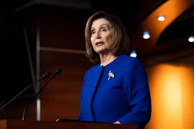 WASHINGTON, DC, UNITED STATES, JANUARY 9, 2020:U.S. Representative Nancy Pelosi (D-CA) speaks during her weekly press conference at HVC Studio A in Washington, DC.