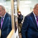 WASHINGTON, DC - JANUARY 24: Senate Minority Leader Chuck Schumer leaves after a press conference on the Senate impeachment trial of President Donald Trump on January 24, 2020 in Washington, DC. Democratic House managers conclude their opening arguments on Friday as the Senate impeachment trial of President Donald Trump continues into its fourth day. (Photo by Samuel Corum/Getty Images) *** Local Caption *** Chuck Schumer