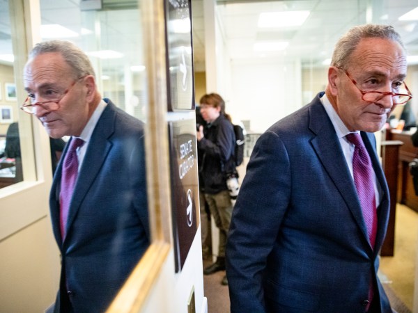 WASHINGTON, DC - JANUARY 24: Senate Minority Leader Chuck Schumer leaves after a press conference on the Senate impeachment trial of President Donald Trump on January 24, 2020 in Washington, DC. Democratic House managers conclude their opening arguments on Friday as the Senate impeachment trial of President Donald Trump continues into its fourth day. (Photo by Samuel Corum/Getty Images) *** Local Caption *** Chuck Schumer