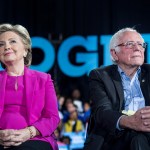 RALEIGH, NC - Democratic Nominee for President of the United States former Secretary of State Hillary Clinton, with Senator Bernie Sanders (I-VT), speaks to and meets North Carolina voters at Coastal Credit Union Music Park at Walnut Creek during a rally in Raleigh, North Carolina Thursday November 3, 2016. (Photo by Melina Mara/The Washington Post)