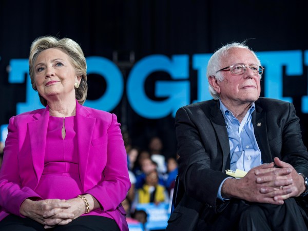 RALEIGH, NC - Democratic Nominee for President of the United States former Secretary of State Hillary Clinton, with Senator Bernie Sanders (I-VT), speaks to and meets North Carolina voters at Coastal Credit Union Music Park at Walnut Creek during a rally in Raleigh, North Carolina Thursday November 3, 2016. (Photo by Melina Mara/The Washington Post)