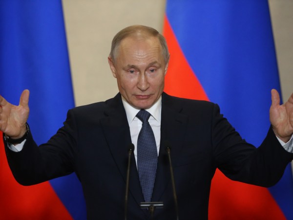 SEVASTOPOL,CRIMEA - MARCH,18 (RUSSIA OUT) Russian President Vladimir Putin speeches during the awarding ceremony at the museum in Sevastopol, Crimea, Ukraine, March,18,2020. President Vladimir Putin is having a one-day visit to Sevastopol, located in disputed territory of Crimean peninsula, annexed by Russia from Ukraine in 2014. Putin awarded builders of the Crimean Bridge during the celebrations of the 6th anniversary of reunification of Crimea with Russia. (Photo by Mikhail Svetlov/Getty Images)