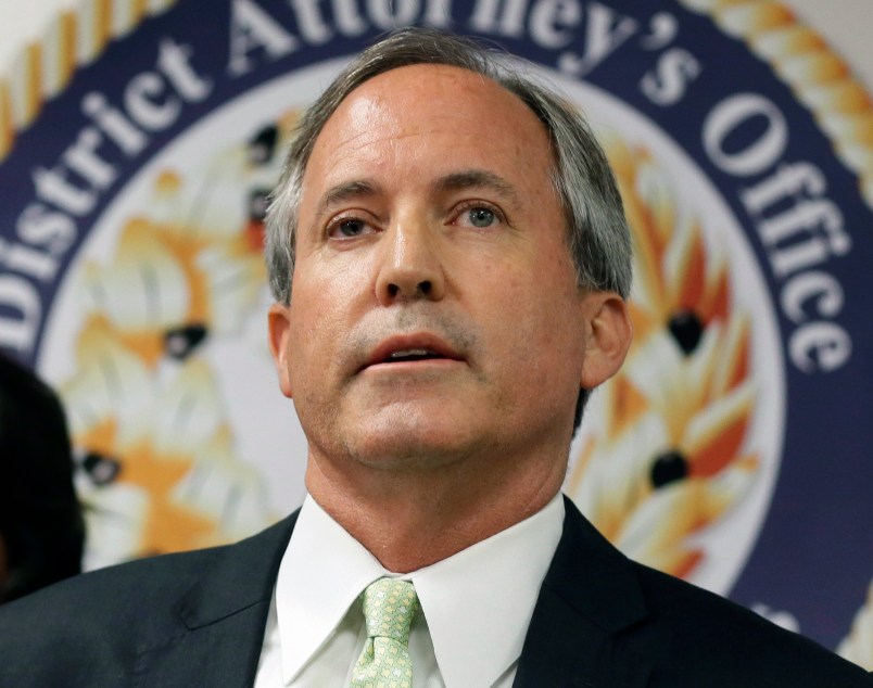 HOLD FOR STORY - FILE - In this June 22, 2017, file photo, Texas Attorney General Ken Paxton speaks at a news conference in Dallas. (AP Photo/Tony Gutierrez, File)