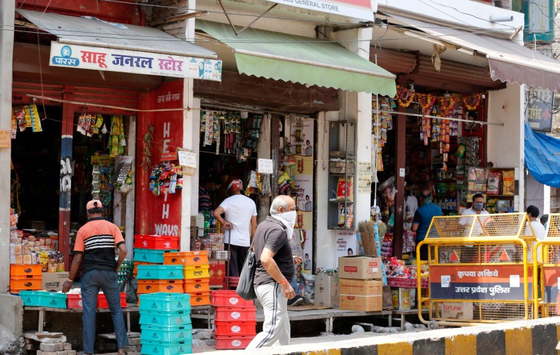 View of general merchant shops during lockdown to prevent the spread of new coronavirus in Prayagraj, India, Saturday, April 25, 2020. (AP Photo/Rajesh Kumar Singh)