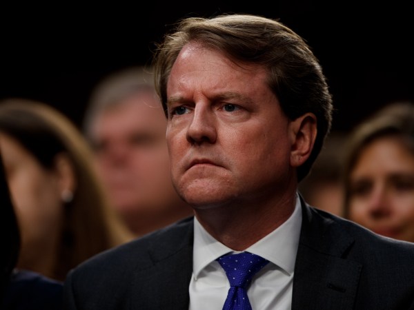 WASHINGTON D.C., May 21, 2019 -- Then White House counsel Don McGahn reacts in the audience during the confirmation hearing for Supreme Court Justice nominee Brett Kavanaugh before the U.S. Senate Judiciary Committee on Capitol Hill in Washington D.C., the United States, on Sept. 4, 2018. The White House on Monday instructed former counsel Don McGahn to defy a congressional subpoena and skip a hearing scheduled for Tuesday relating to the Russia probe. (Xinhua/Ting Shen)