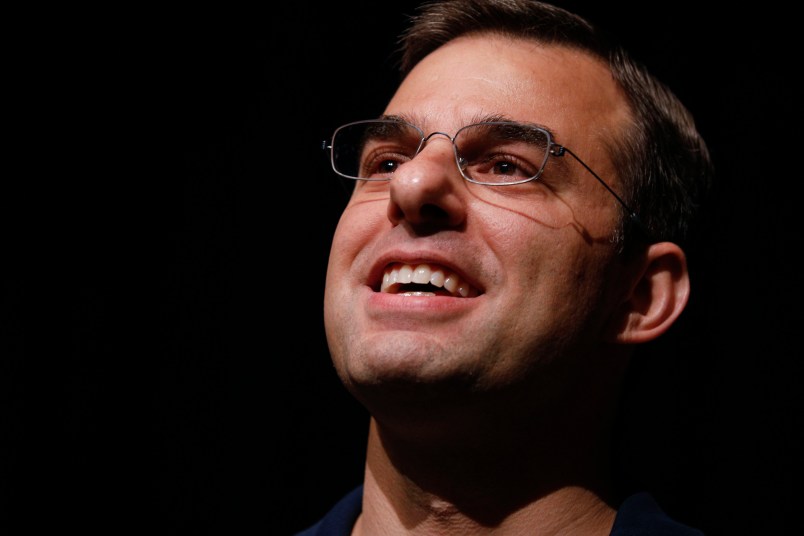 GRAND RAPIDS, MI - MAY 28:  U.S. Rep. Justin Amash (R-MI) holds a Town Hall Meeting on May 28, 2019 in Grand Rapids, Michigan. Amash was the first Republican member of Congress to say that President Donald Trump engaged in impeachable conduct. (Photo by Bill Pugliano/Getty Images)