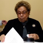 Rep. Donna Shalala, D-Fla., looks as papers during break in the House Rules Committee hearing on the impeachment against President Donald Trump, Tuesday, Dec. 17, 2019, on Capitol Hill in Washington. (AP Photo/Jacquelyn Martin, Pool)