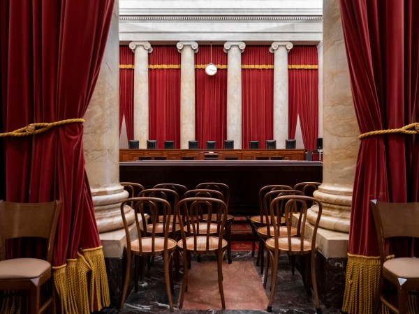 The empty courtroom is seen at the U.S. Supreme Court in Washington as the justices prepare final decisions of the high court's term, Monday, June 24, 2019. (AP Photo/J. Scott Applewhite)