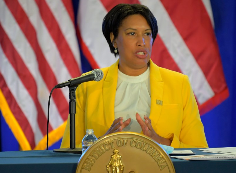 WASHINGTON, DC - MAY 13: DC Mayor Muriel Bowser held a press conference to give an update on how the city is adjusting to the coronavirus pandemic in Washington, DC on May 13, 2020. (Photo by John McDonnell/The Washington Post)