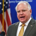Minnesota Gov. Tim Walz provides an update on the state's response to COVID-19 during a news conference on Monday, April 20, 2020 in St. Paul, Minn. At the news conference, Walz and Ecolab CEO Doug Baker discussed the role of public-private partnerships in MinnesotaÕs fight against COVID-19. (Scott Takushi/ Pioneer Press, Pool)