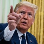 NYTVIRUS -President Donald Trump with Attorney General William Barr, make remarks before signsing an executive order in the Oval Office that will punish Facebook, Google and Twitter for the way they police content online, Thursday, May 28, 2020. ( Photo by Doug Mills/The New York Times)