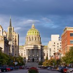 HARRISBURG, PENNSYLVANIA, UNITED STATES - 2015/10/06: Pennsylvania State capitol building. (Photo by John Greim/LightRocket via Getty Images)